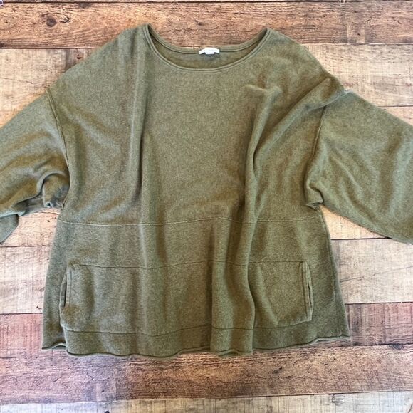 J.Jill Kimono Olive Green Sweater Medium Petite Cotton Cashmere Oversized - Picture 9 of 9